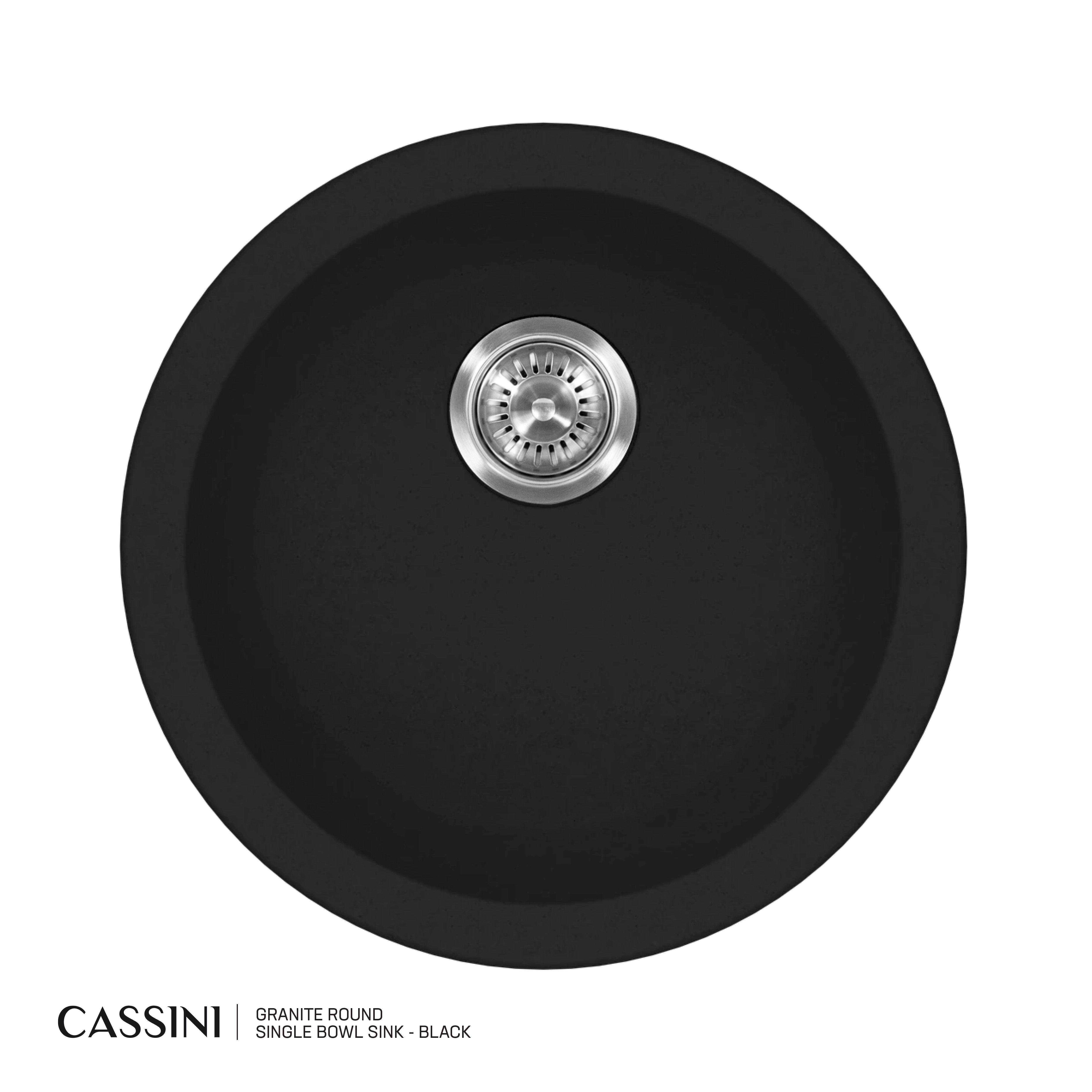 Cassini Black Round Single Bowl Granite Sink
