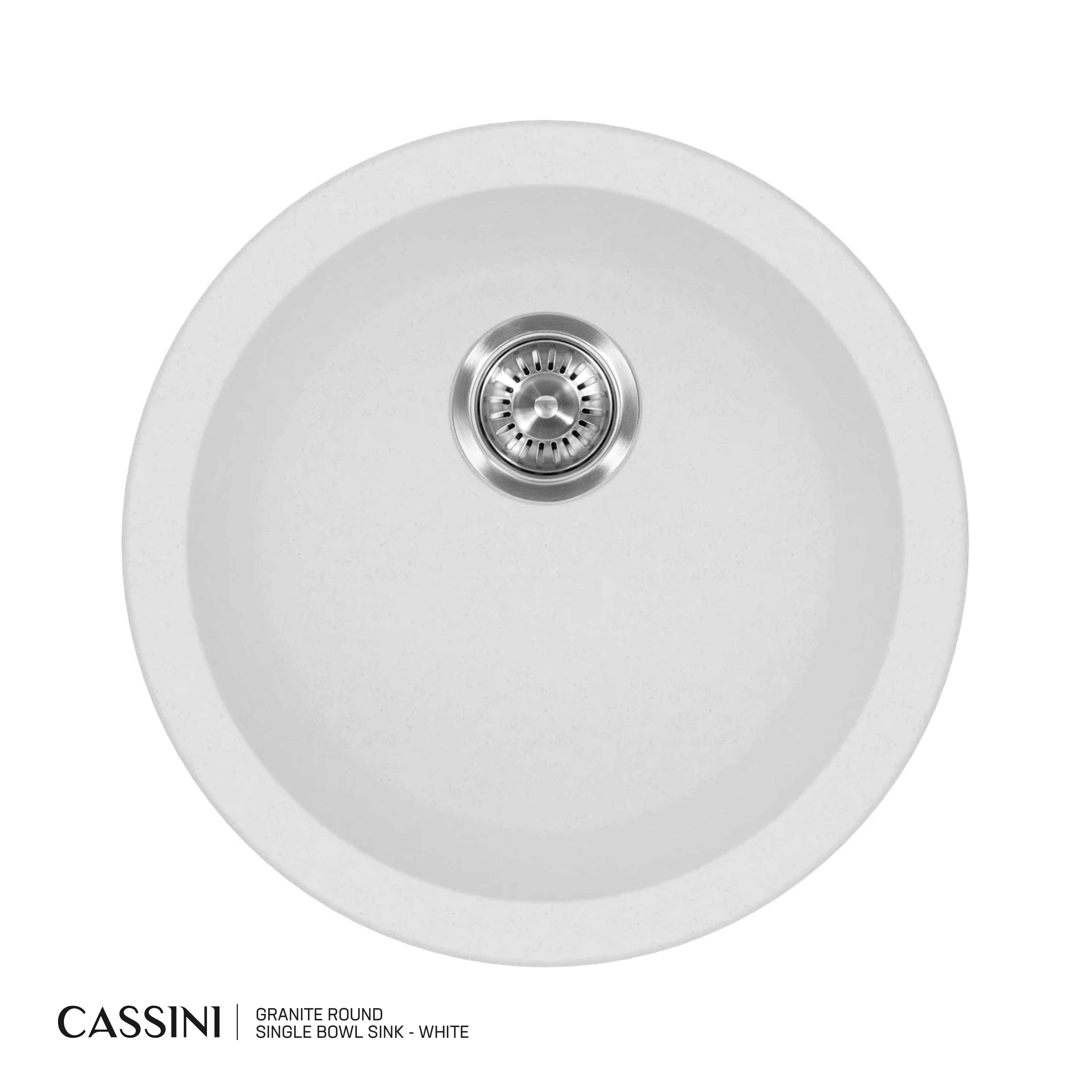 Cassini Black Round Single Bowl Granite Sink