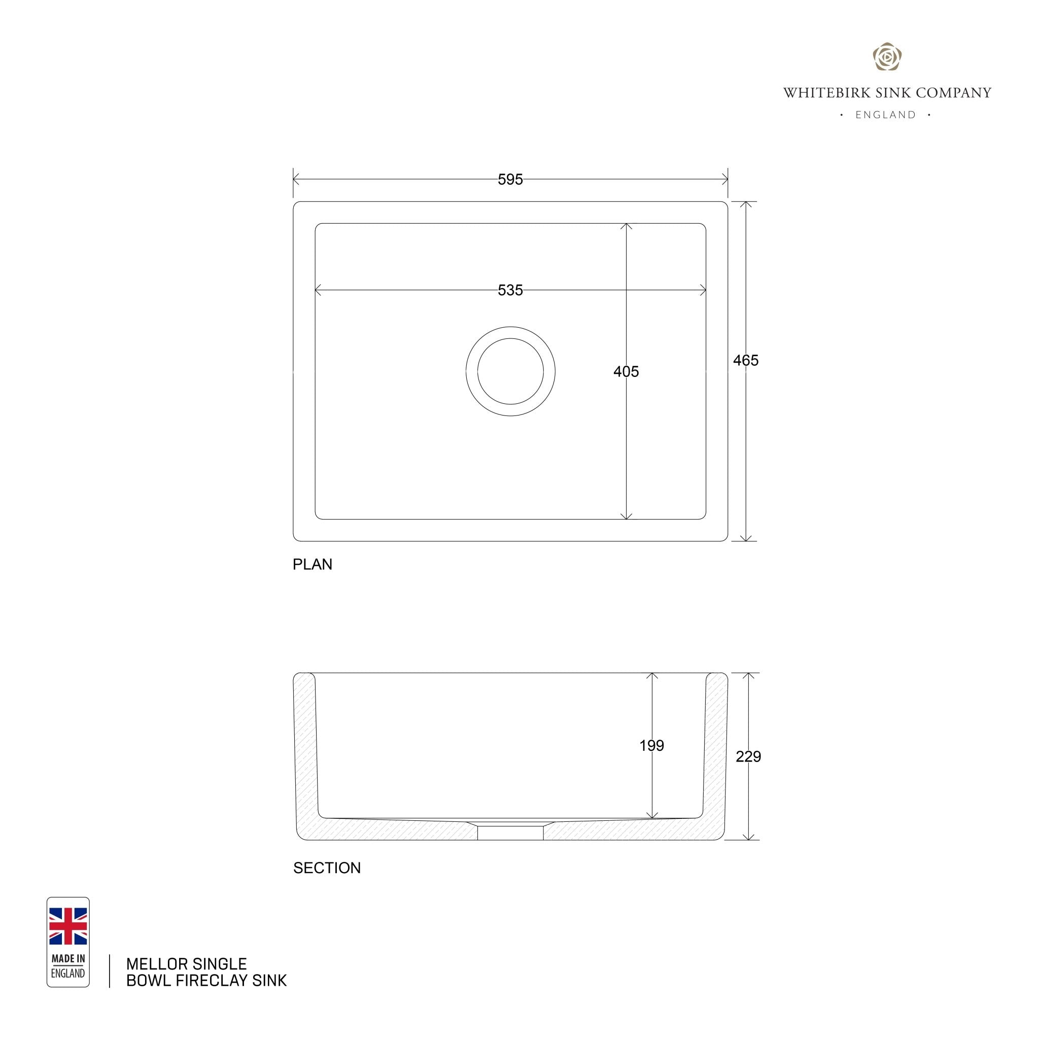 Whitebirk Mellor Single Bowl Fireclay Butler Sink - Cassini - Sinks, Tapware & Accessories