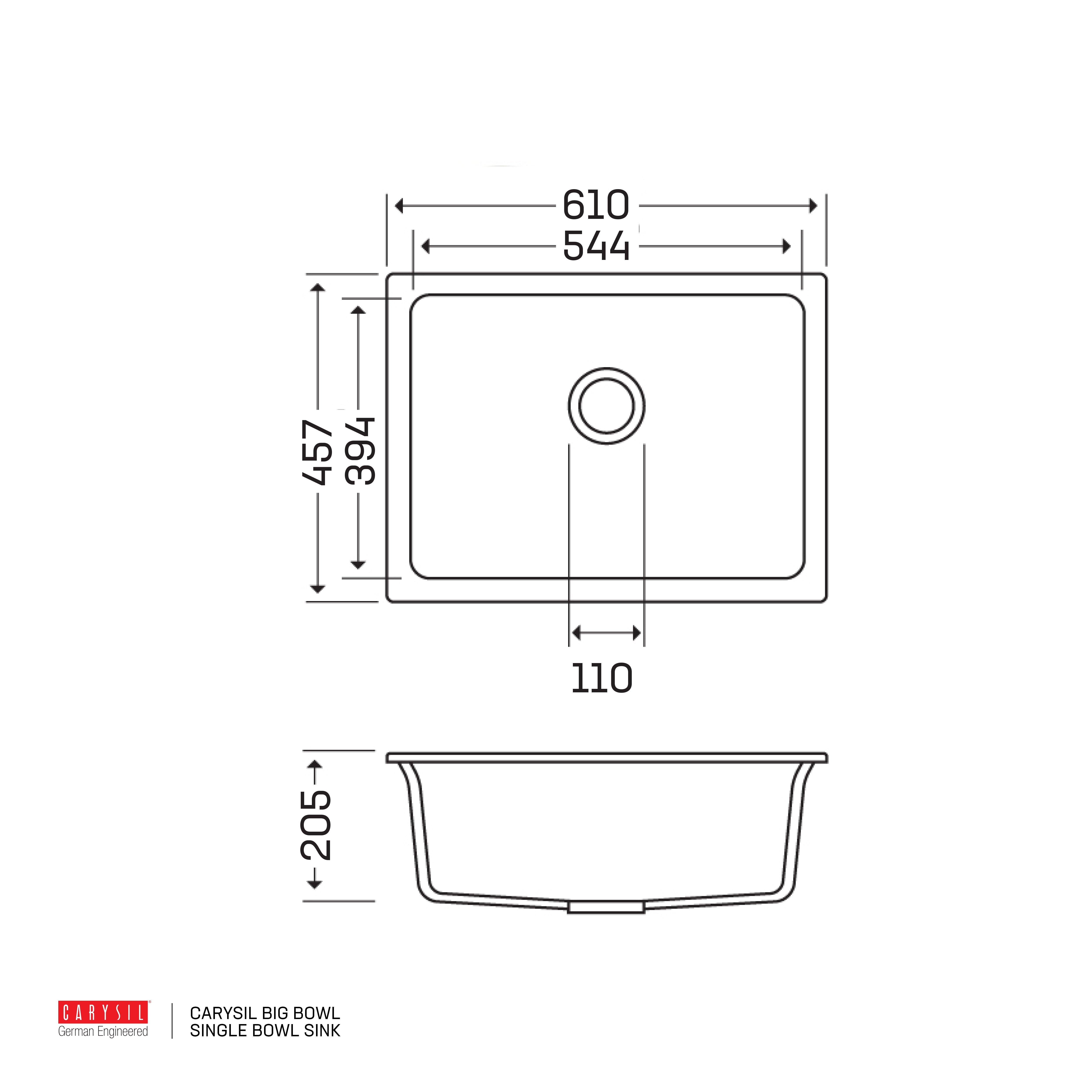 Carysil Big Bowl - 610 X 457 Single Bowl Sink