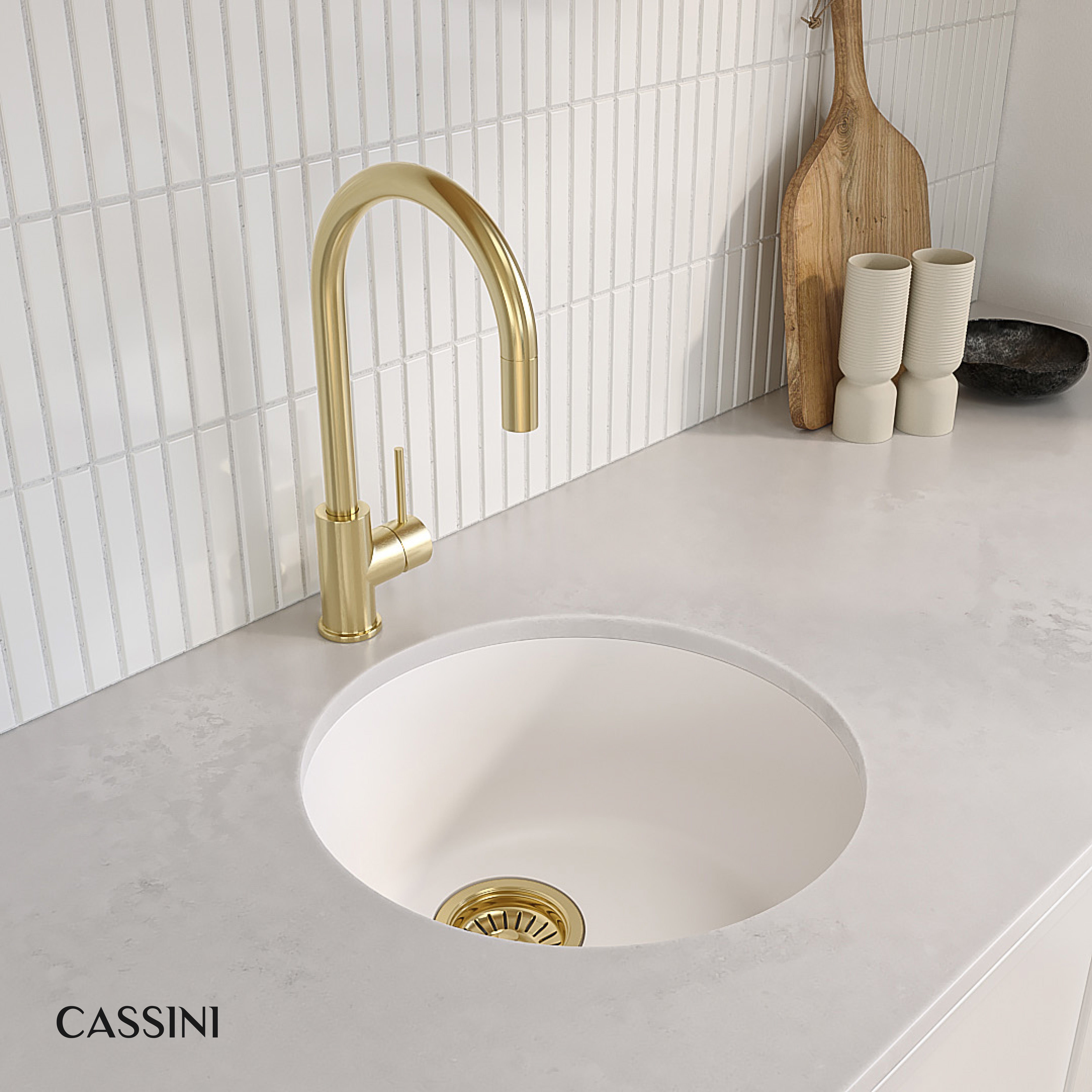 Cassini Black Round Single Bowl Granite Sink