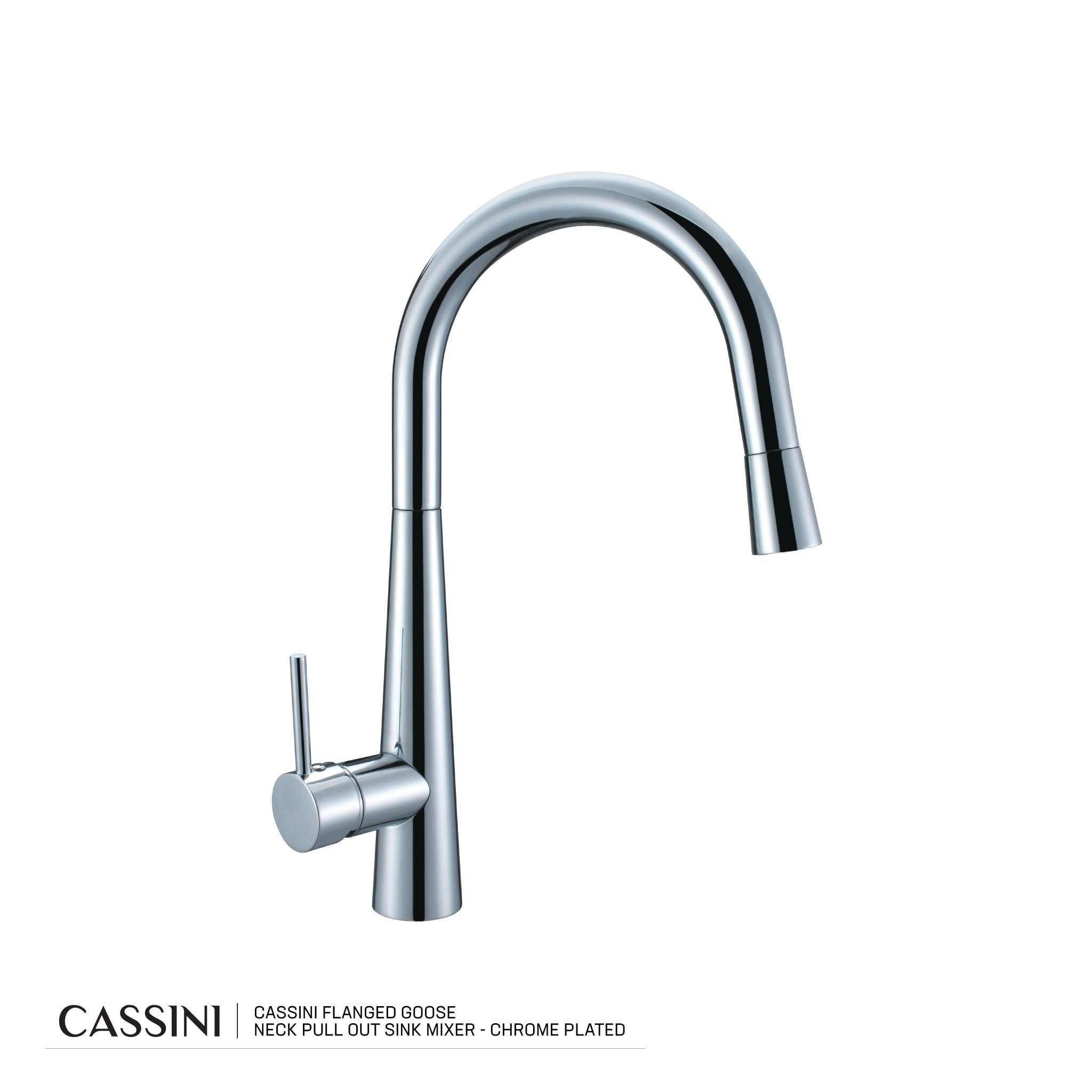 Cassini Flanged Goose Neck Pull Out Sink Mixer - Cassini - Sinks, Tapware & Accessories