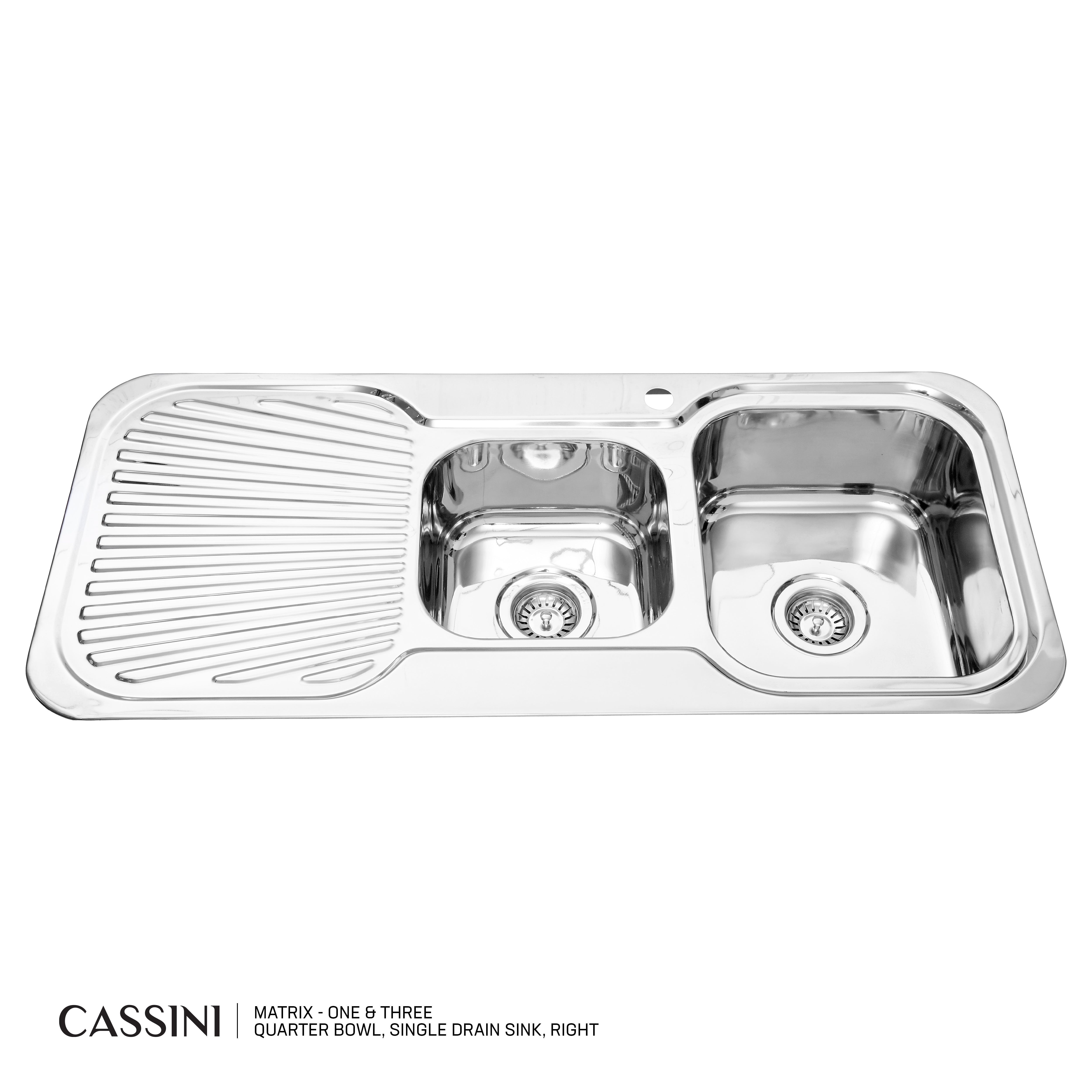 CASSINI MATRIX - One & Three Quarter Bowl, Single Drain Sink