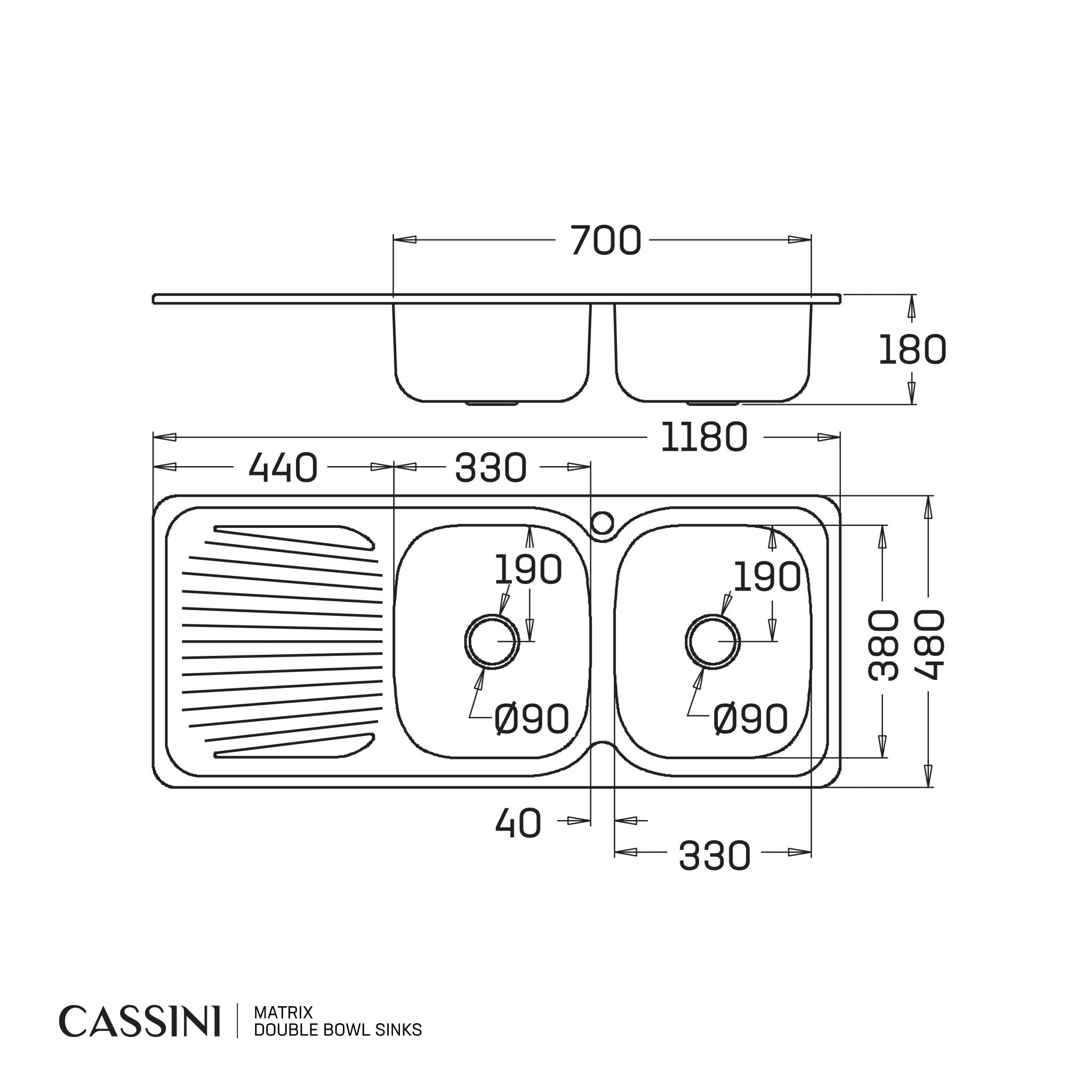 CASSINI MATRIX - Double Bowl Sinks - Cassini - Sinks, Tapware & Accessories