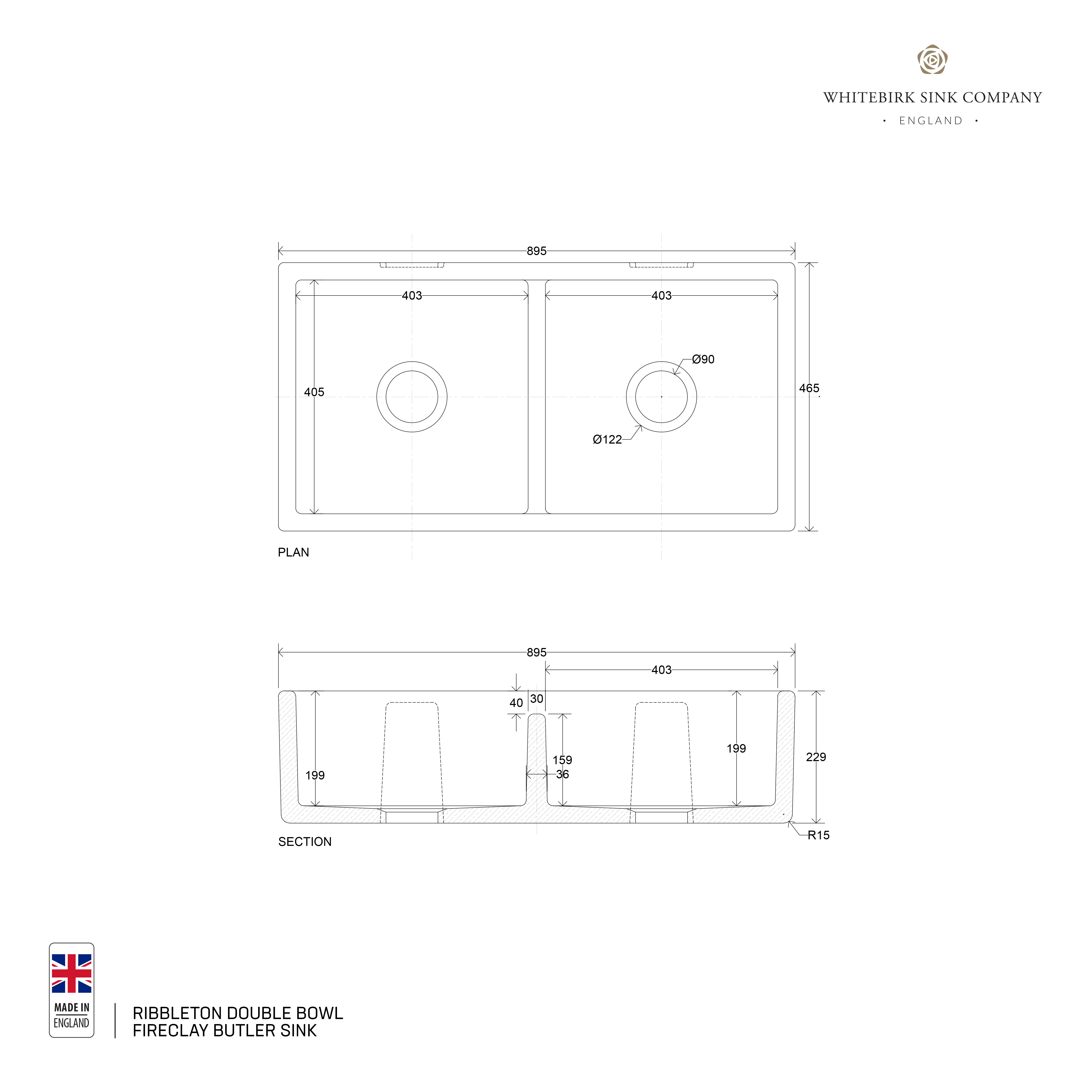 Whitebirk Ribbleton Double Bowl Fireclay Butler Sink