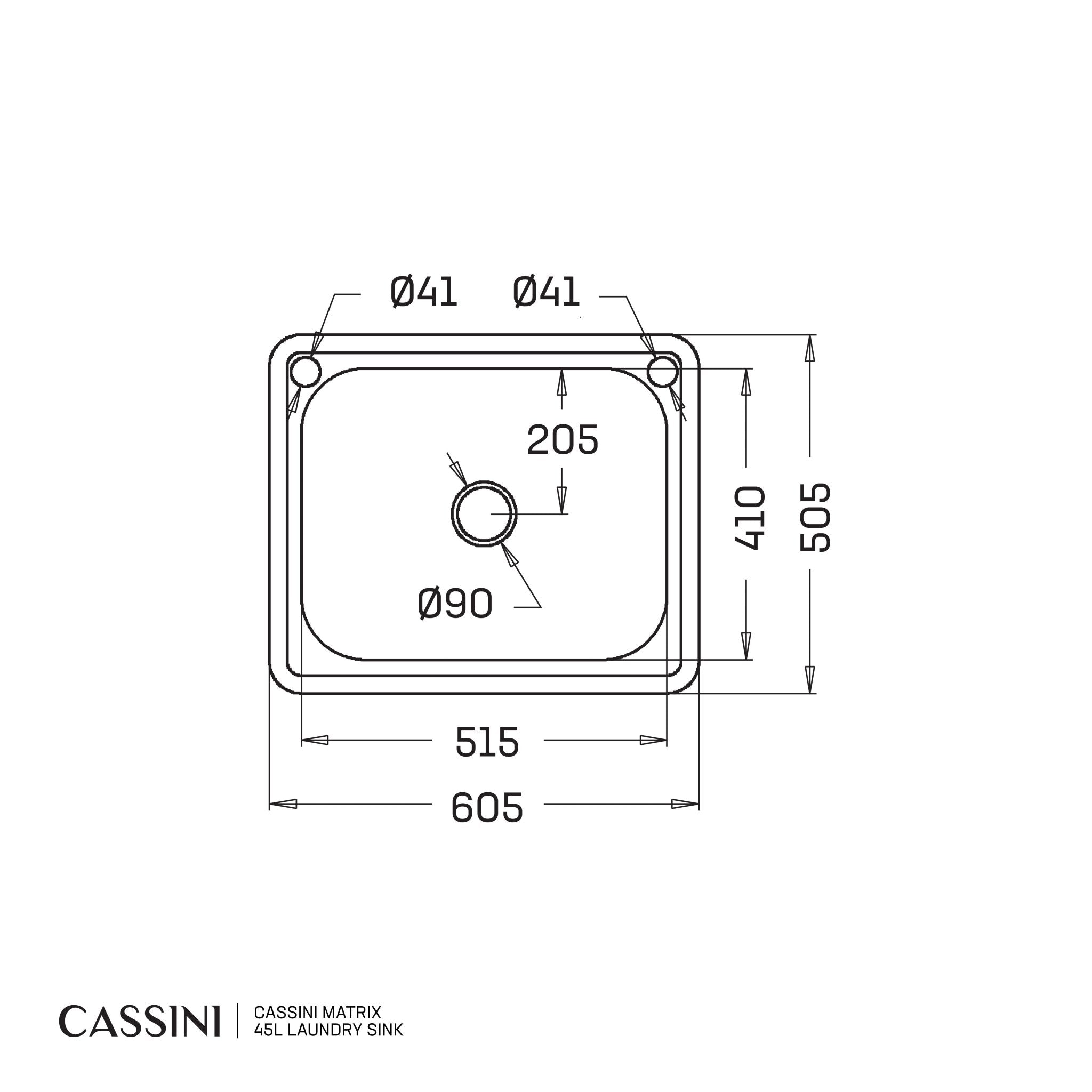 Cassini Matrix 45L Laundry Sink - Cassini - Sinks, Tapware & Accessories