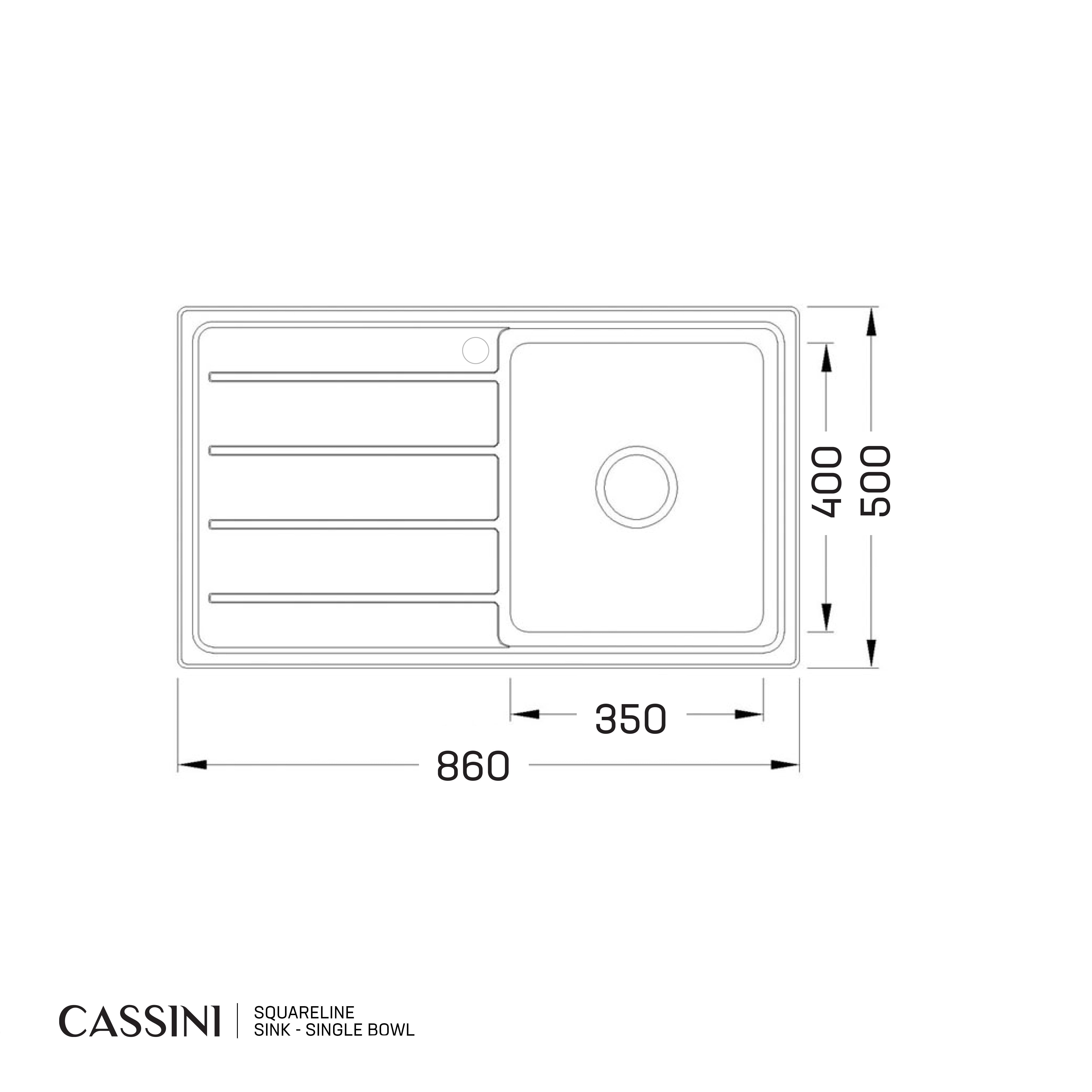 CASSINI - SquareLine Sink - Single Bowl