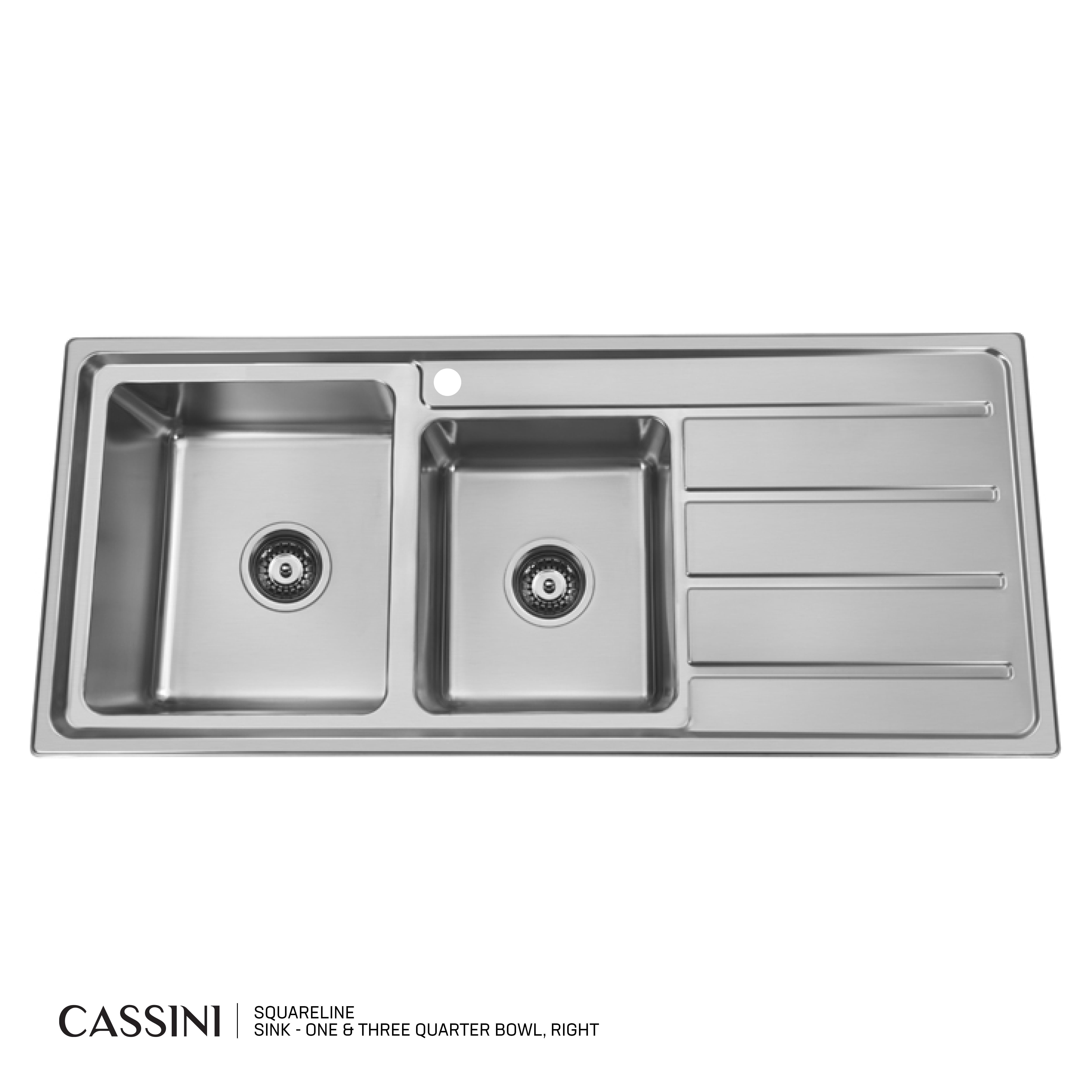 CASSINI - SquareLine Sink - One & Three Quarter Bowl