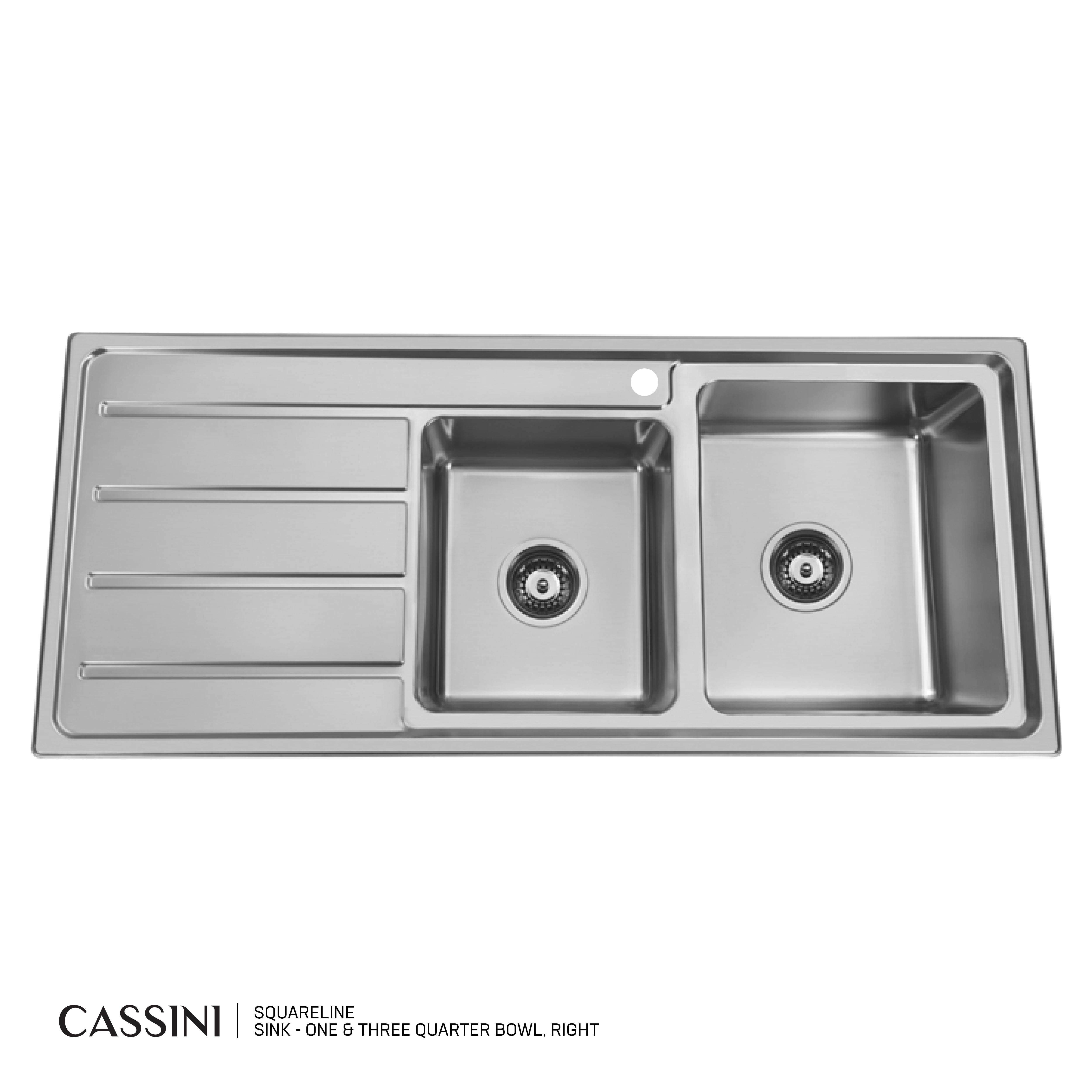 CASSINI - SquareLine Sink - One & Three Quarter Bowl