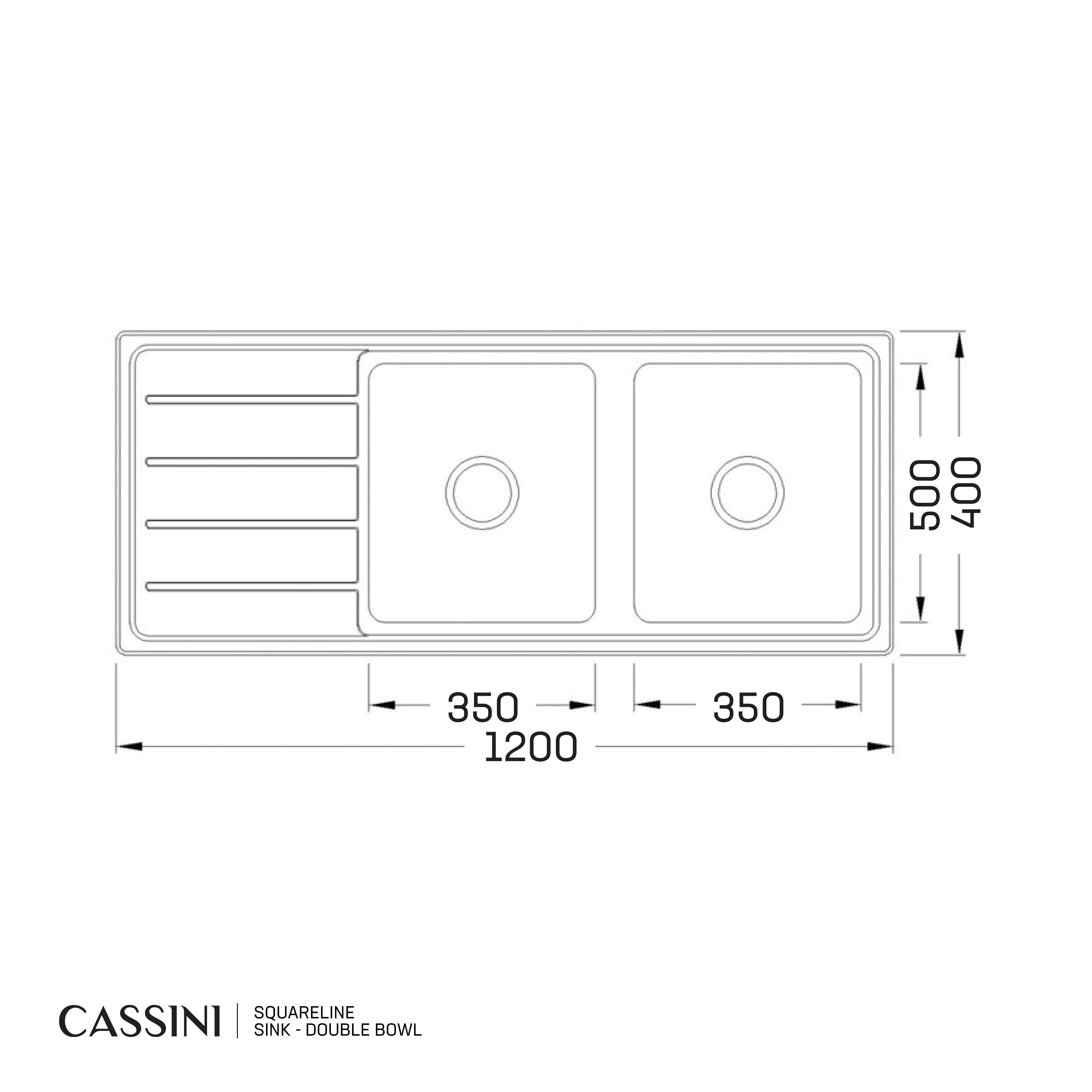 CASSINI - SquareLine Sink - Double Bowl