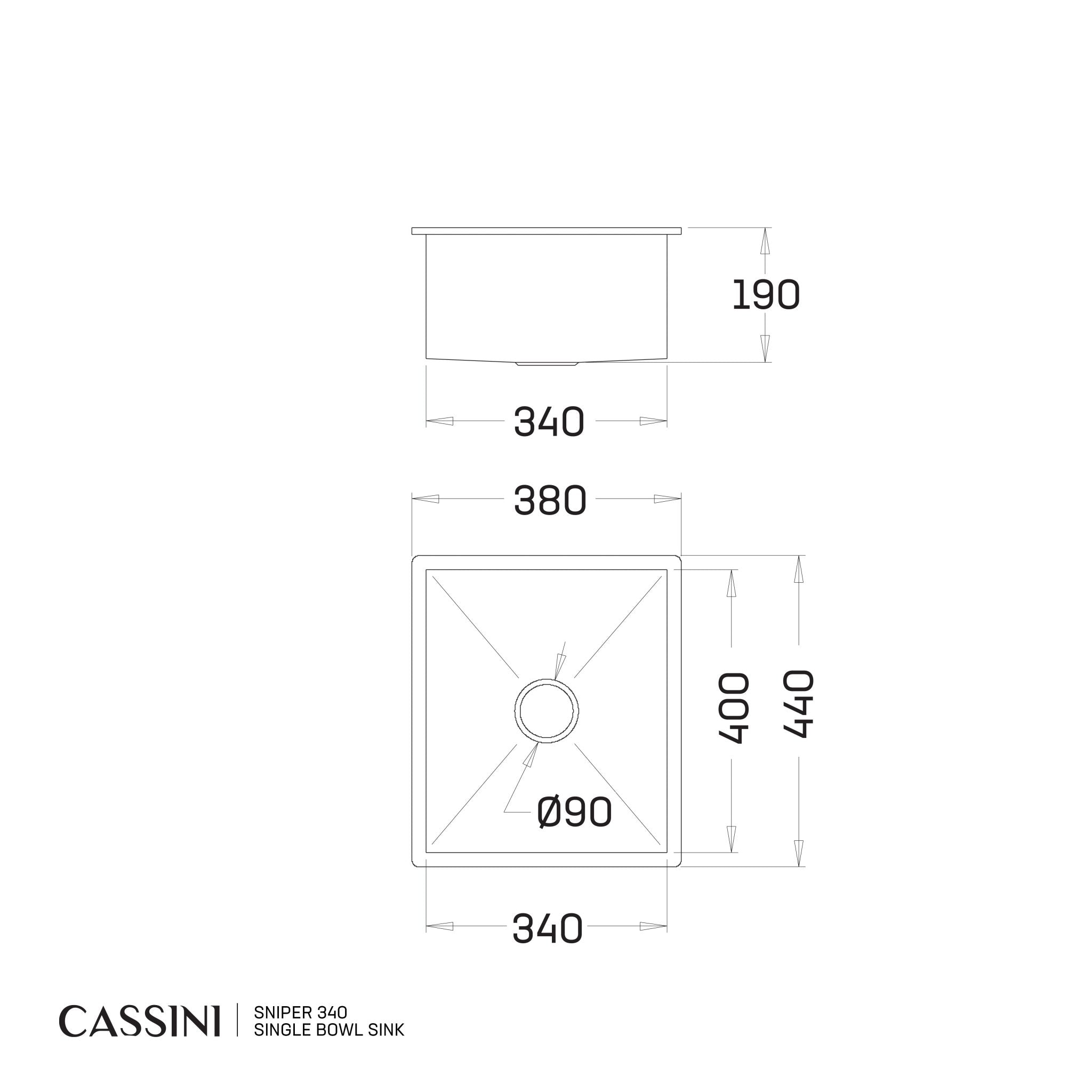 CASSINI - Sniper 340 Single Bowl Sink - Cassini - Sinks, Tapware & Accessories
